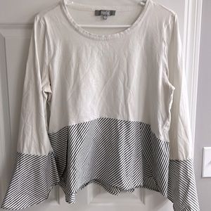White Flowy Top with Black and White bottom and sleeves - Size Large